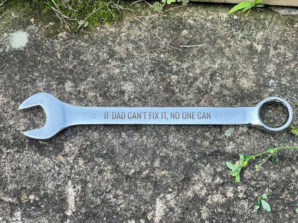 Personalized Engraved Steel Wrench – Custom Tool Gift for Dad, Mechani