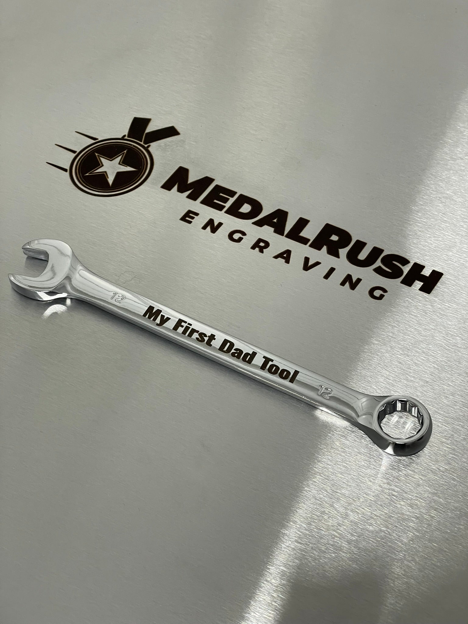 Personalized Engraved Steel Wrench – Custom Tool Gift for Dad, Mechani